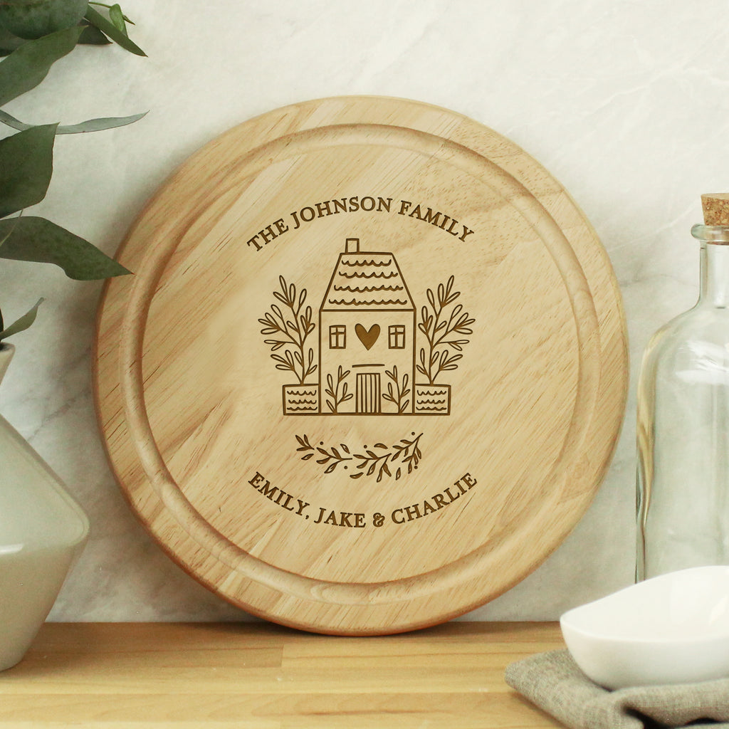Personalised HOME Round Chopping Board - Buy Kitchen, Baking & Dining Gifts at GiftMasters.co.uk