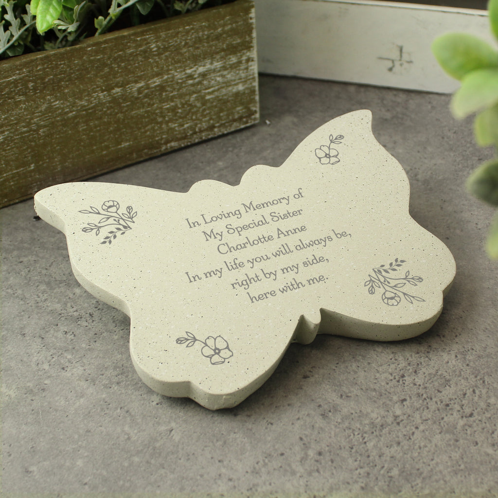 Personalised Floral Memorial Resin Butterfly - Buy Ornaments at GiftMasters.co.uk