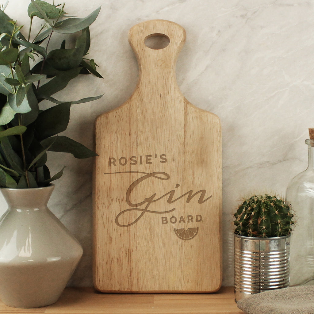 Personalised Gin Wooden Paddle Board - Buy Kitchen, Baking & Dining Gifts at GiftMasters.co.uk