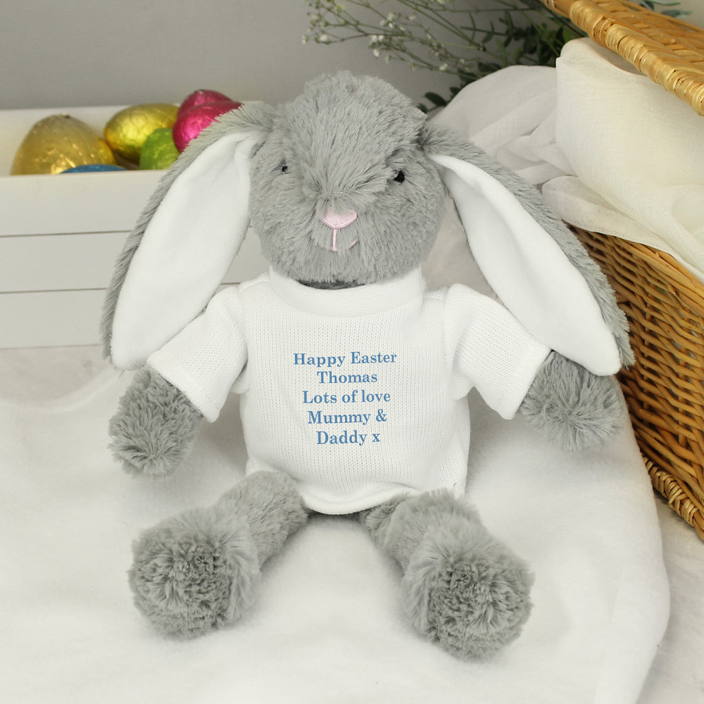Personalised Message Bunny Rabbit - Blue - Buy Plush at GiftMasters.co.uk