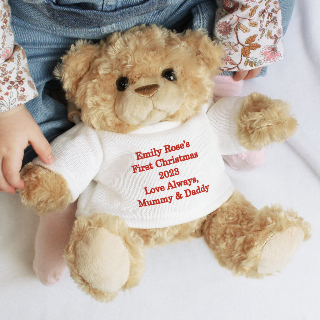 Personalised Teddy Bear - Red Message - Buy Plush at GiftMasters.co.uk