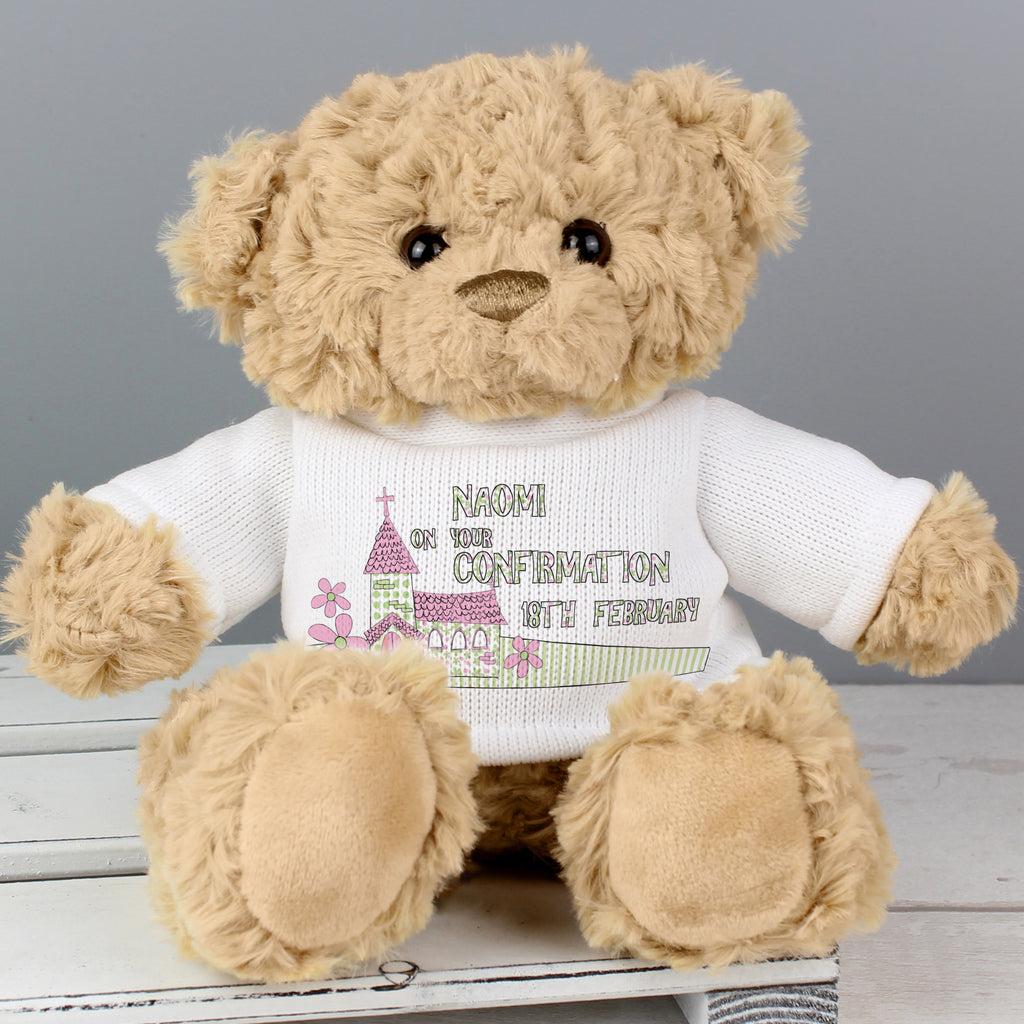 Personalised Pink Church Teddy Bear - Buy Plush at GiftMasters.co.uk