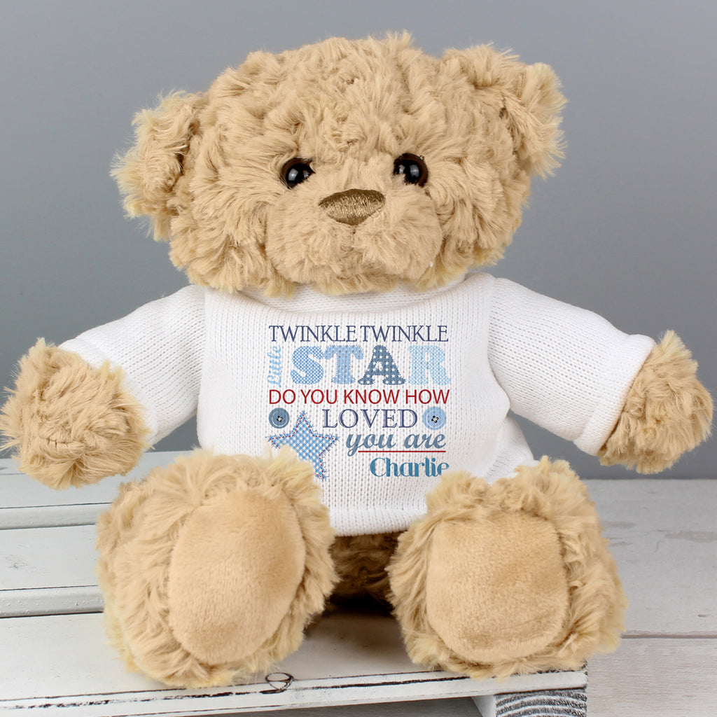 Personalised Twinkle Boys Teddy Bear - Buy Plush at GiftMasters.co.uk
