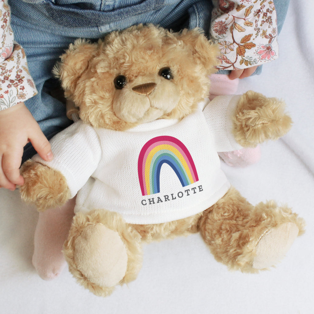 Personalised Rainbow Teddy Bear - Buy Plush at GiftMasters.co.uk