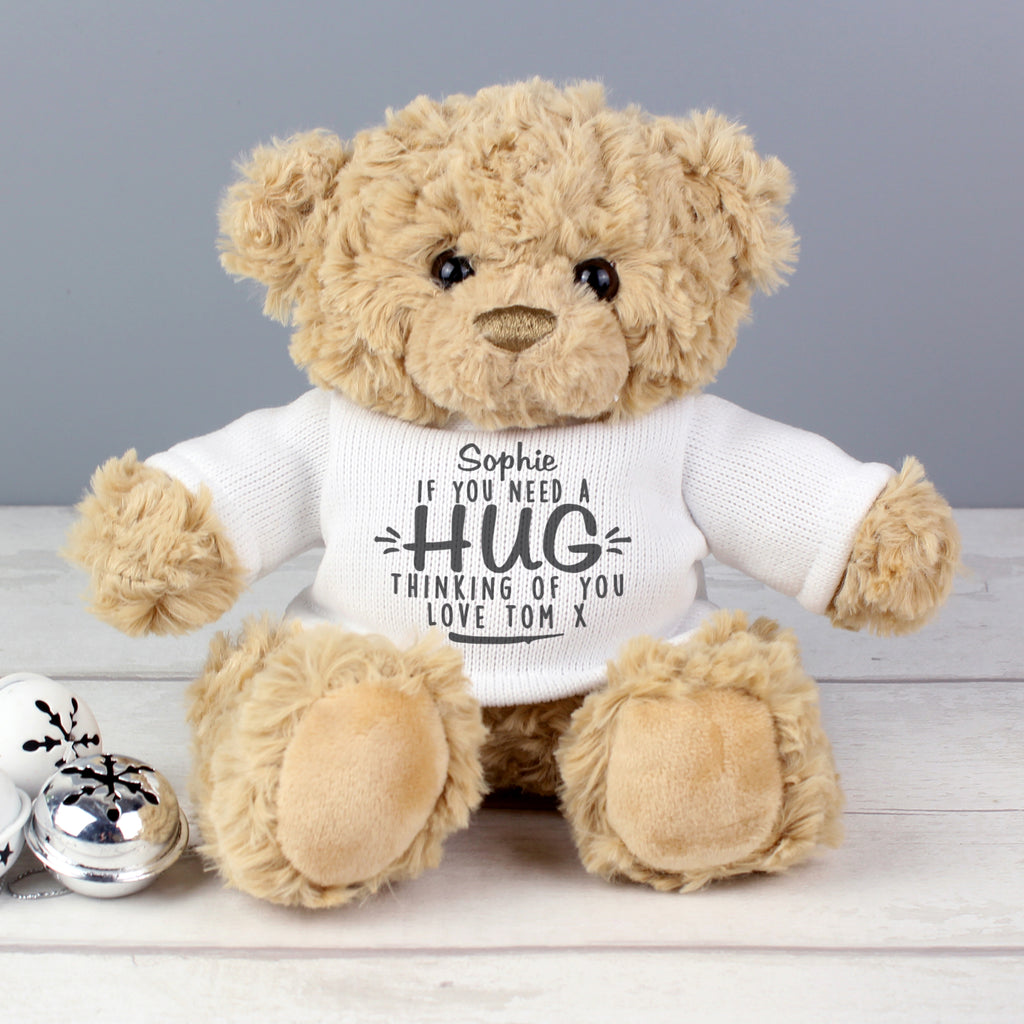 Personalised If You Need A Hug Teddy Bear - Buy Plush at GiftMasters.co.uk