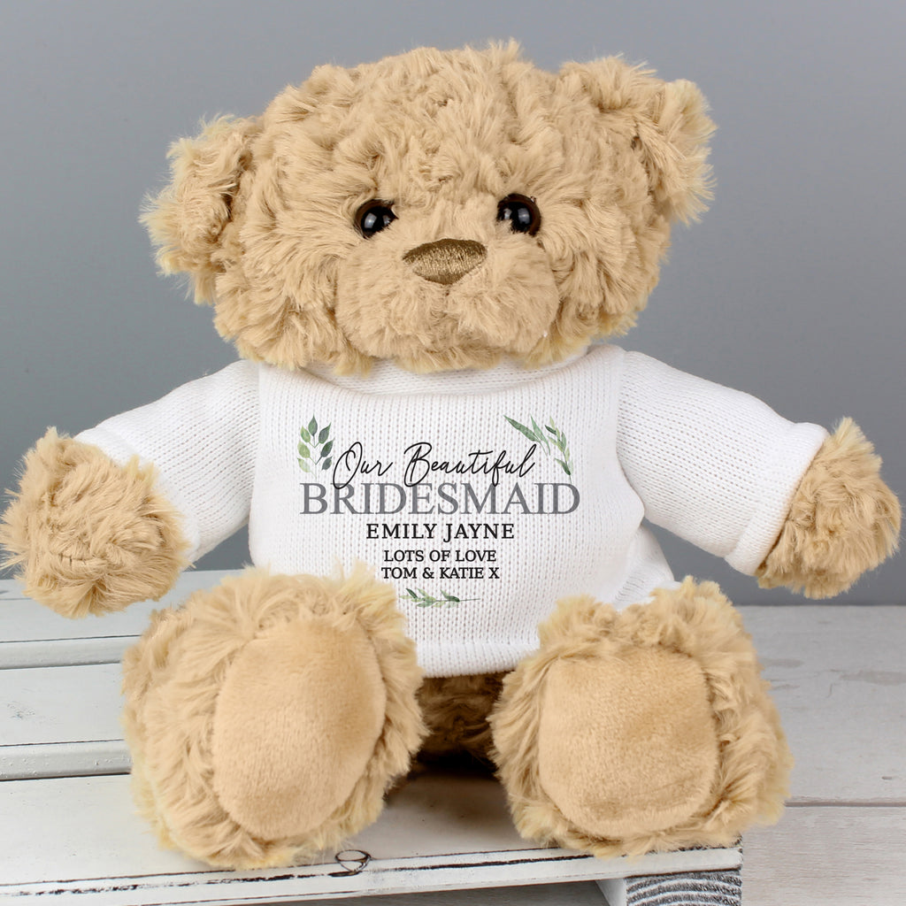 Personalised Geometric Leaf Teddy Bear - Buy Plush at GiftMasters.co.uk