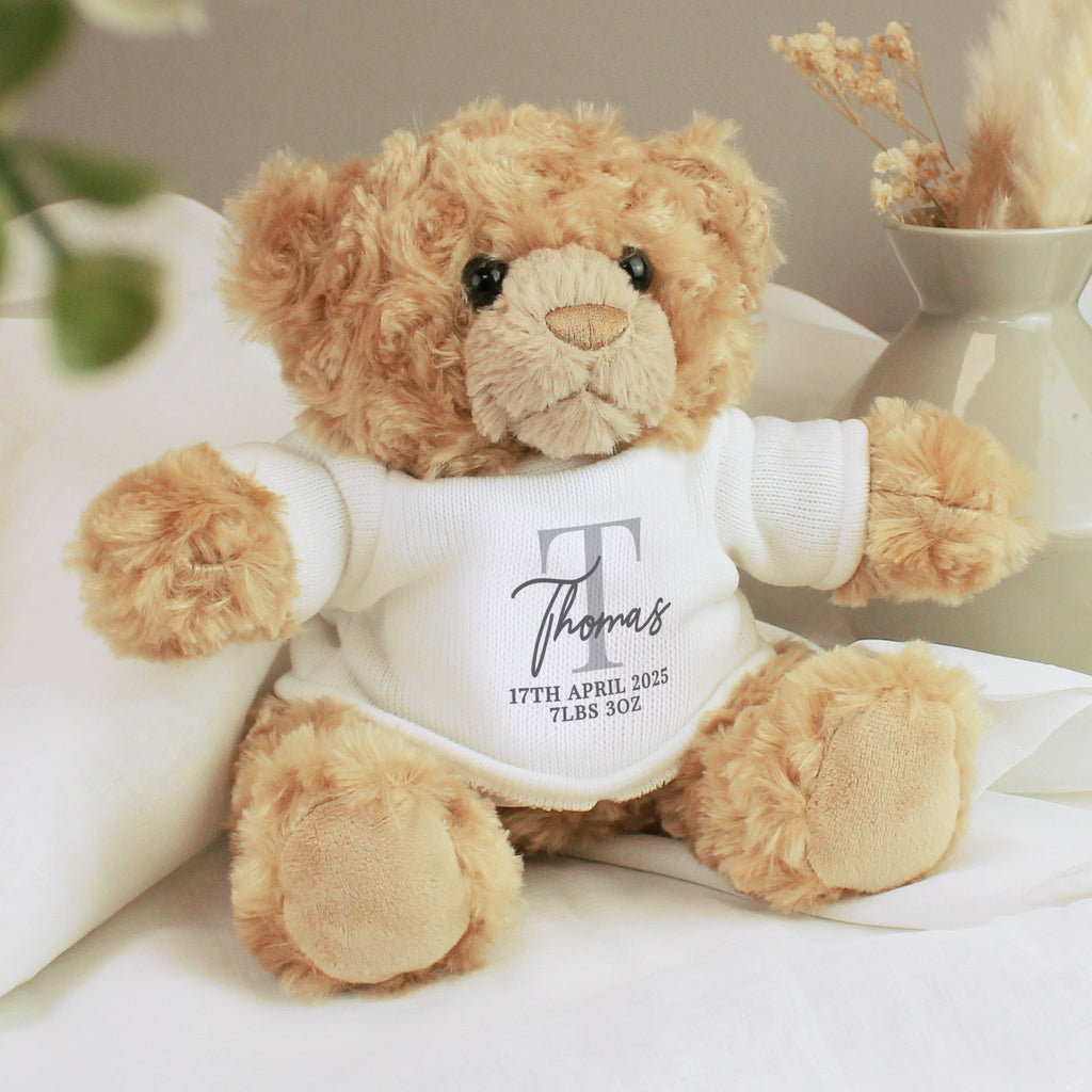 Personalised Initial Teddy Bear - Buy Plush at GiftMasters.co.uk