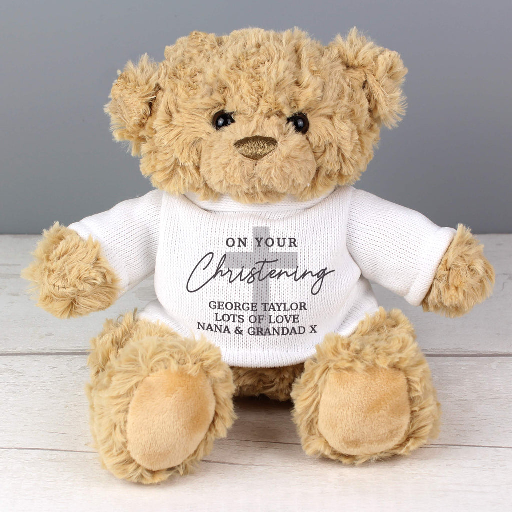 Personalised On Your Christening Teddy Bear - Buy Plush at GiftMasters.co.uk