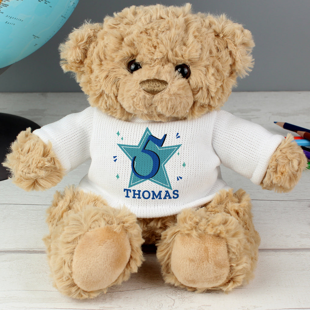 Personalised Blue Big Age Teddy Bear - Buy Plush at GiftMasters.co.uk
