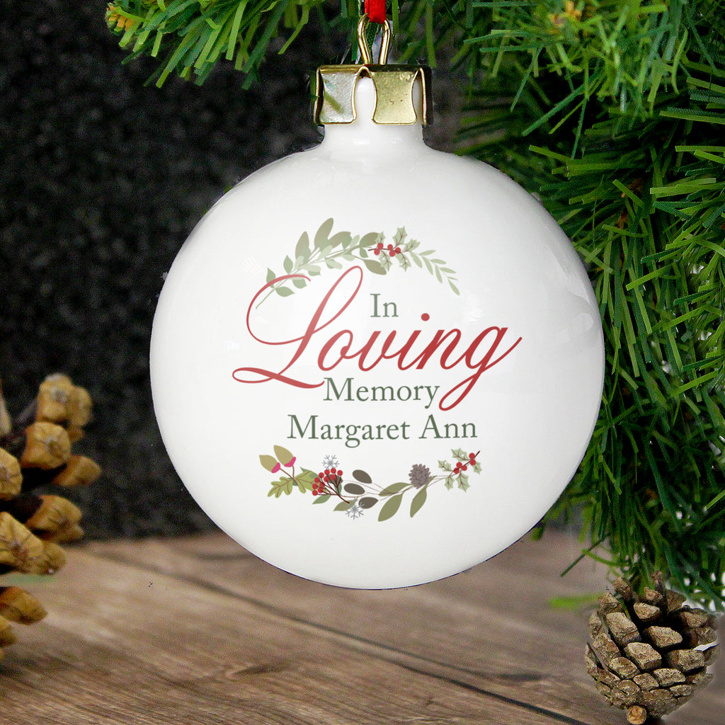 Personalised In Loving Memory Wreath Bauble - Buy Christmas Decorations at GiftMasters.co.uk
