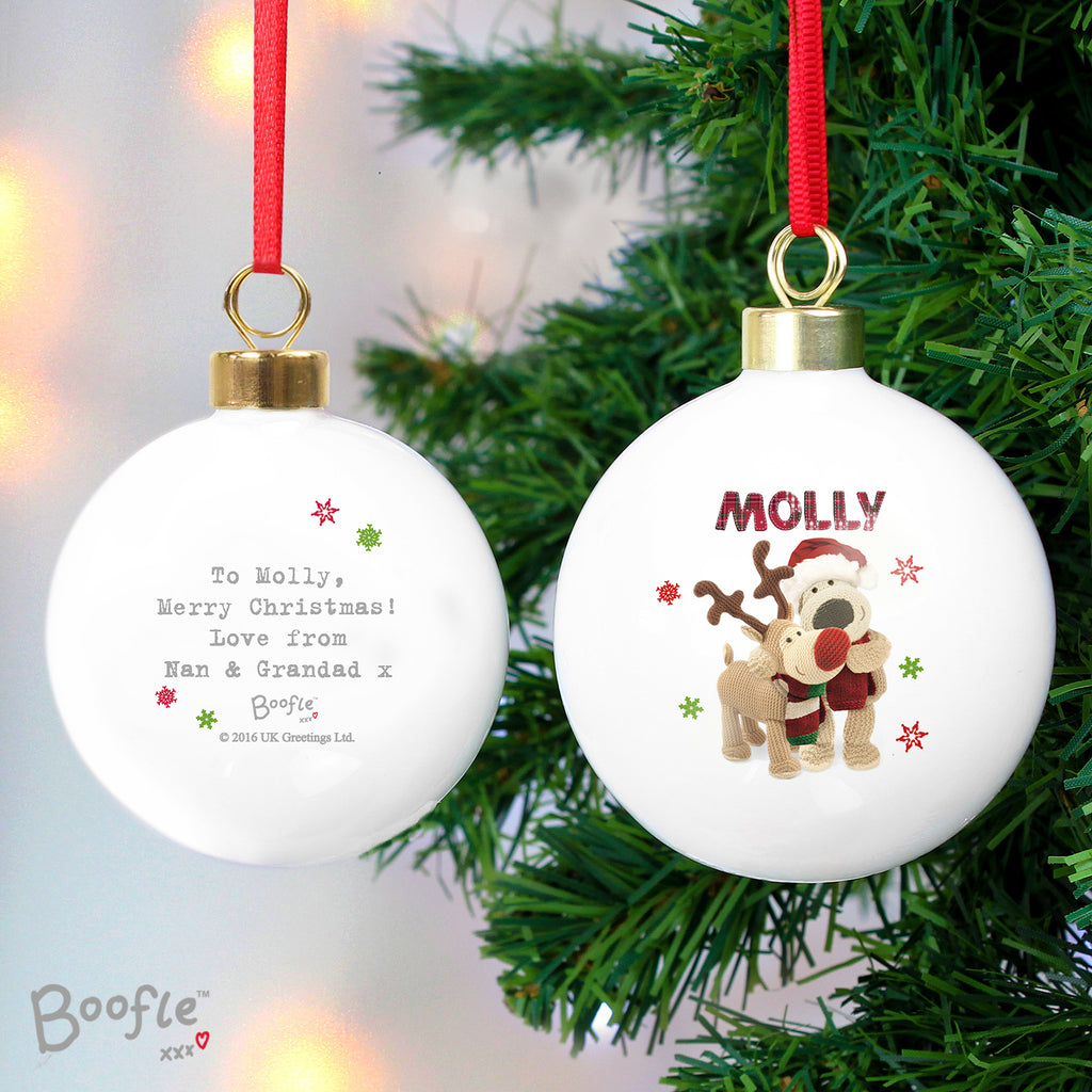 Personalised Boofle Christmas Reindeer Bauble - Buy Christmas Decorations at GiftMasters.co.uk