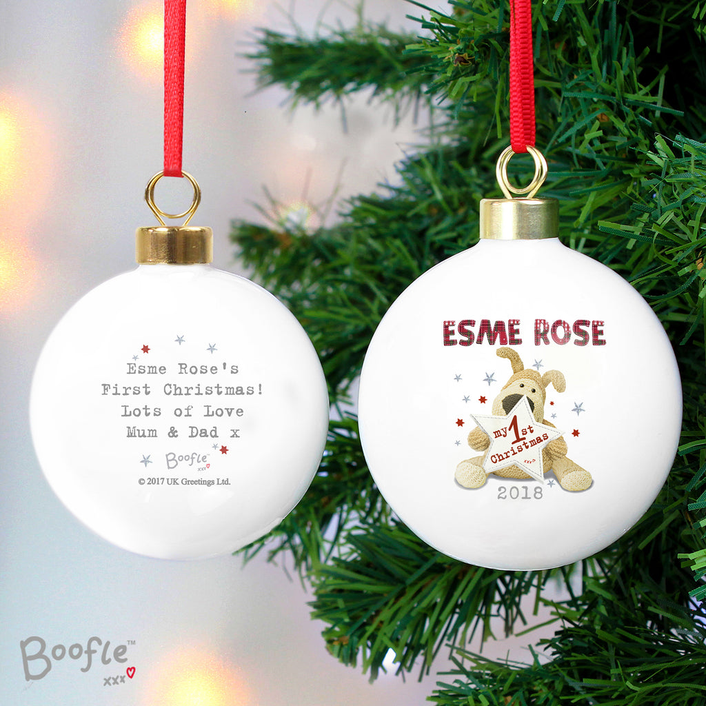 Personalised Boofle My 1st Christmas Bauble - Buy Christmas Decorations at GiftMasters.co.uk