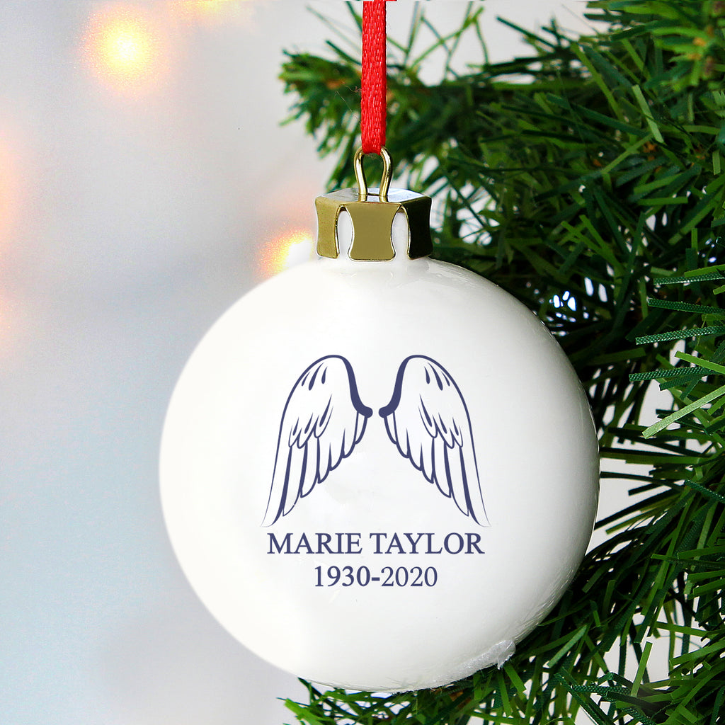 Personalised Angel Wings Bauble - Buy Christmas Decorations at GiftMasters.co.uk