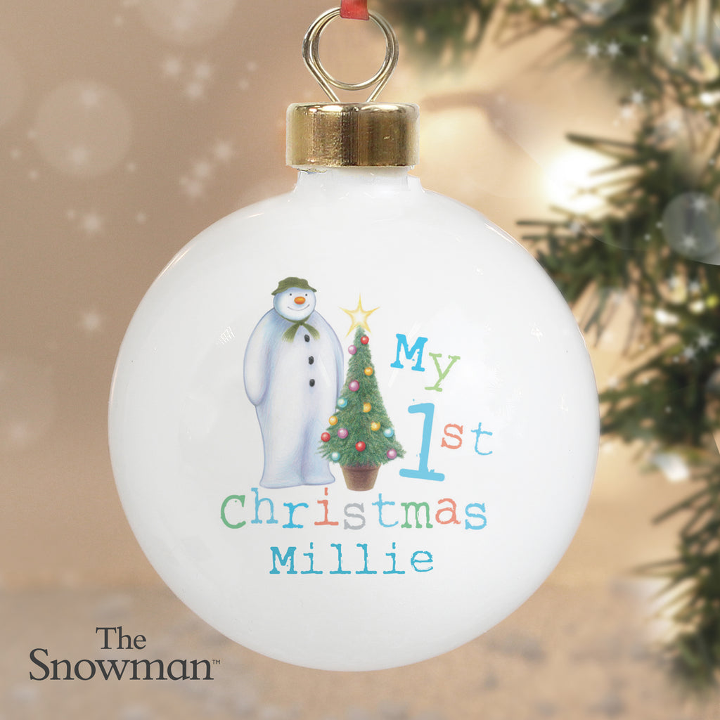 Personalised The Snowman My 1st Christmas Bauble - Buy Christmas Decorations at GiftMasters.co.uk