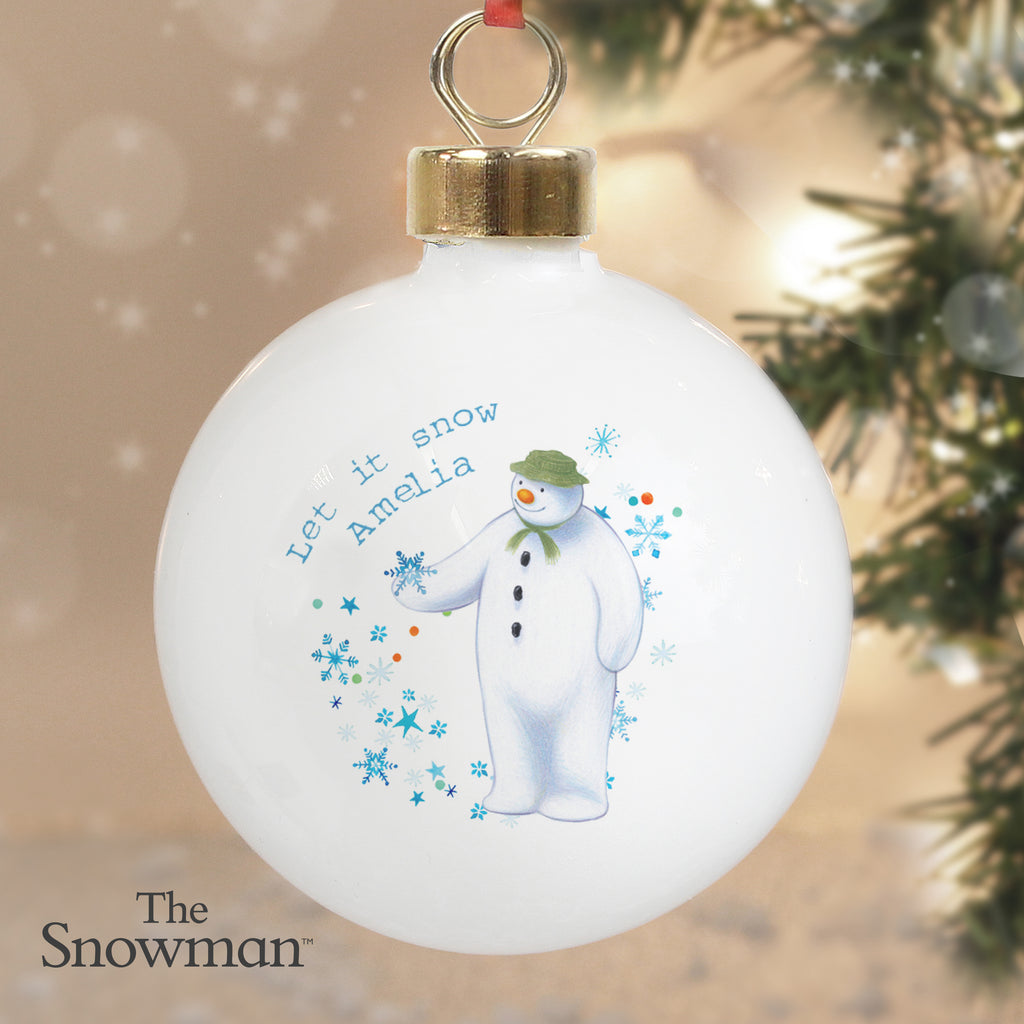 Personalised The Snowman Let it Snow Bauble - Buy Christmas Decorations at GiftMasters.co.uk