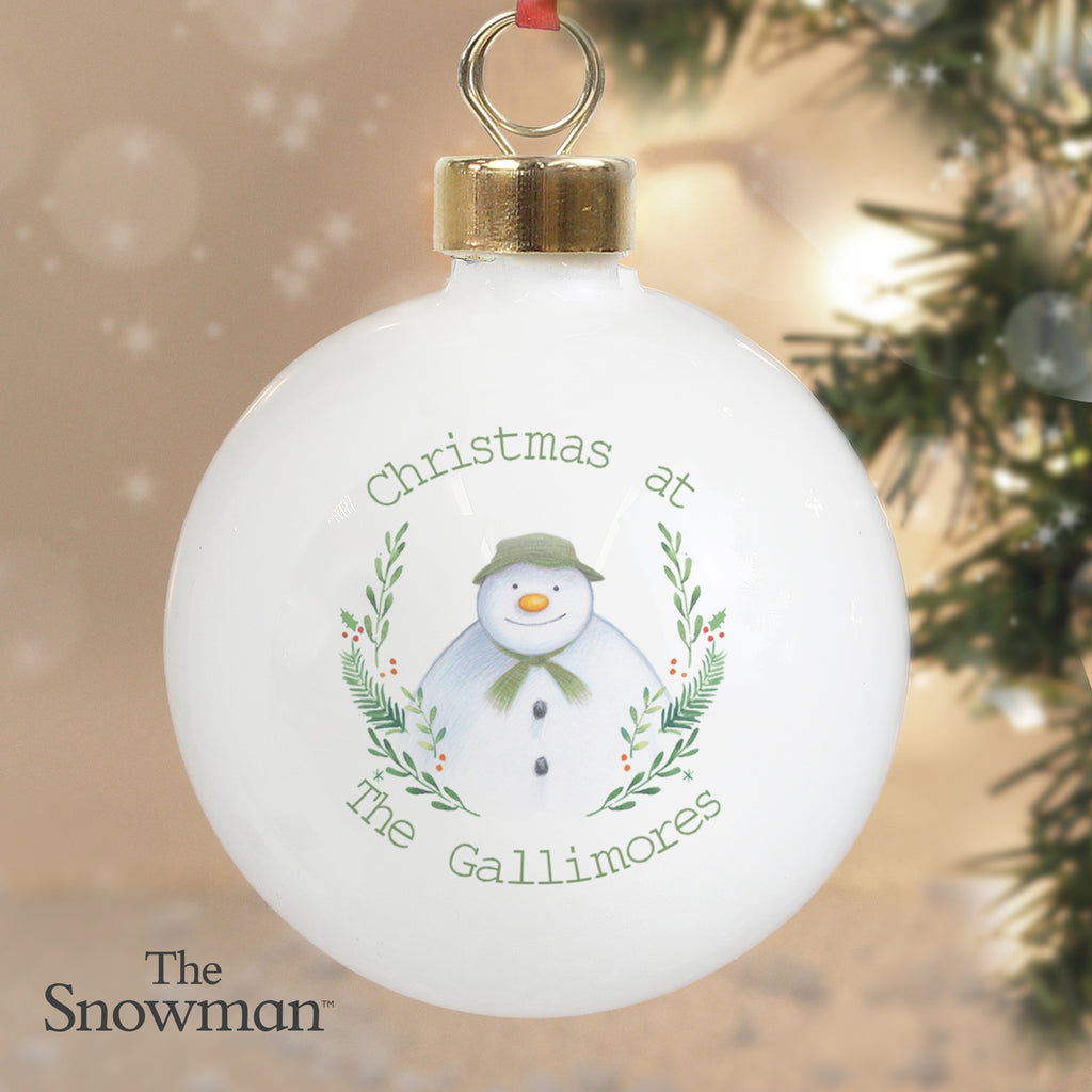 Personalised The Snowman Winter Garden Bauble - Buy Christmas Decorations at GiftMasters.co.uk