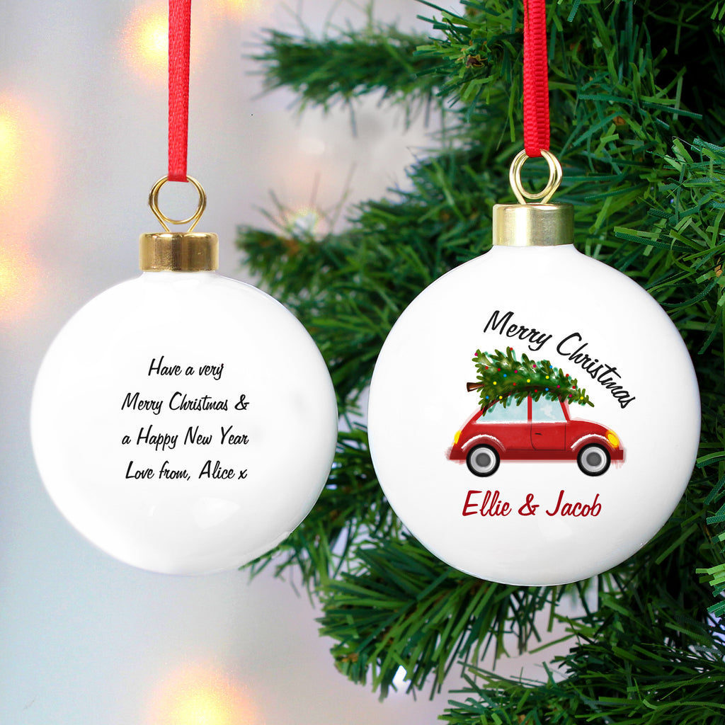 Personalised 'Driving Home For Christmas' Bauble - Buy Hanging Decorations & Signs at GiftMasters.co.uk