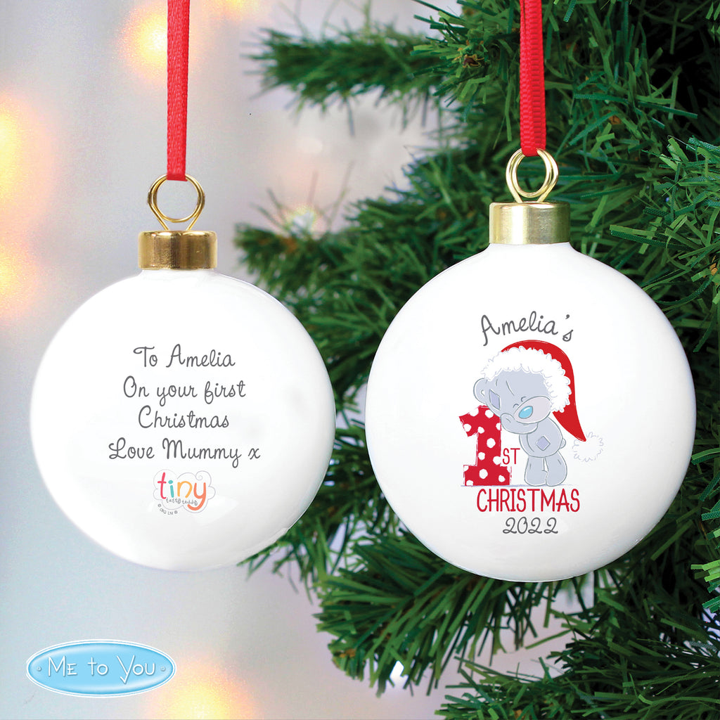 Personalised Tiny Tatty Teddy 'My 1st Christmas' Bauble - Buy Licensed Products at GiftMasters.co.uk
