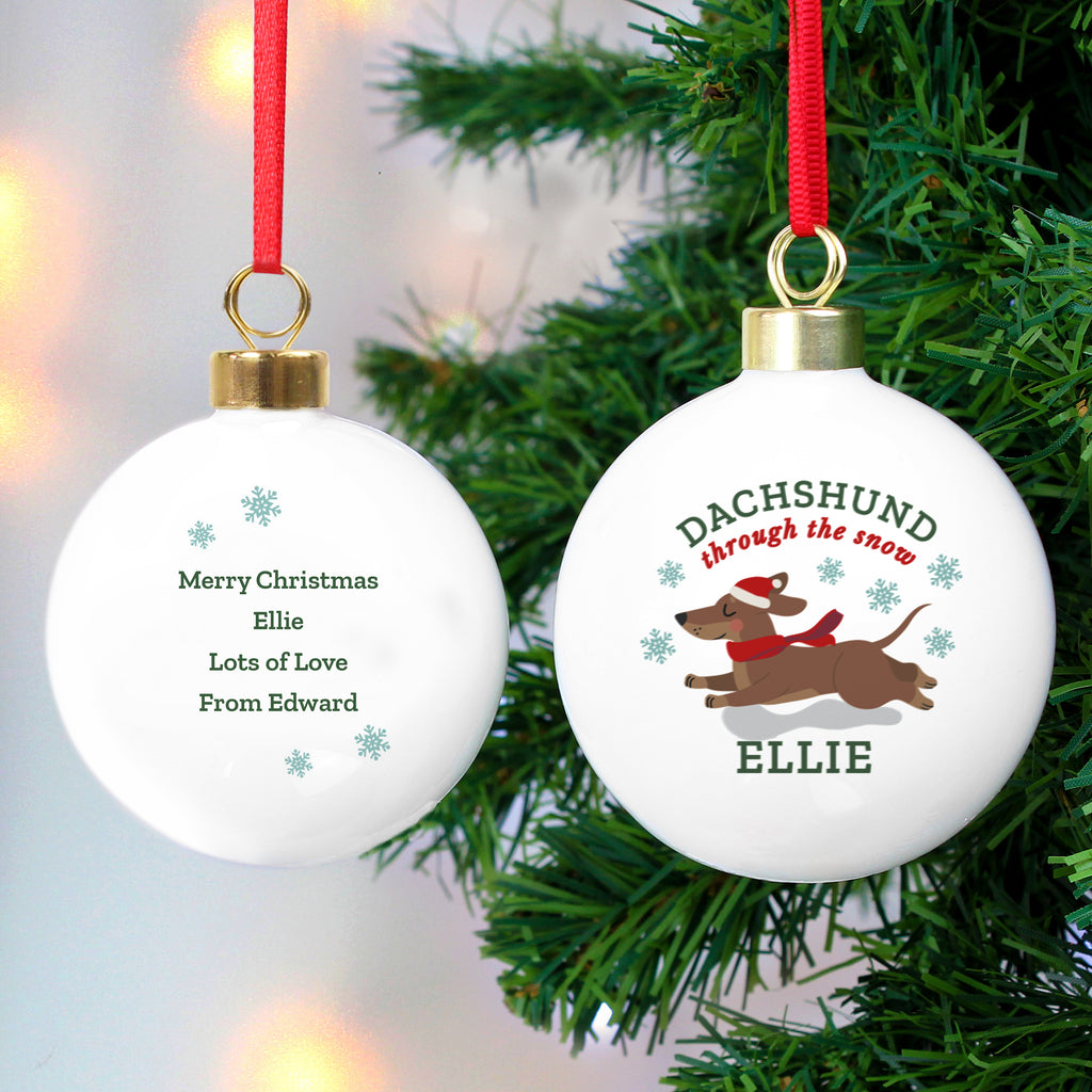 Personalised Dachshund Through... Bauble - Buy Christmas Decorations at GiftMasters.co.uk