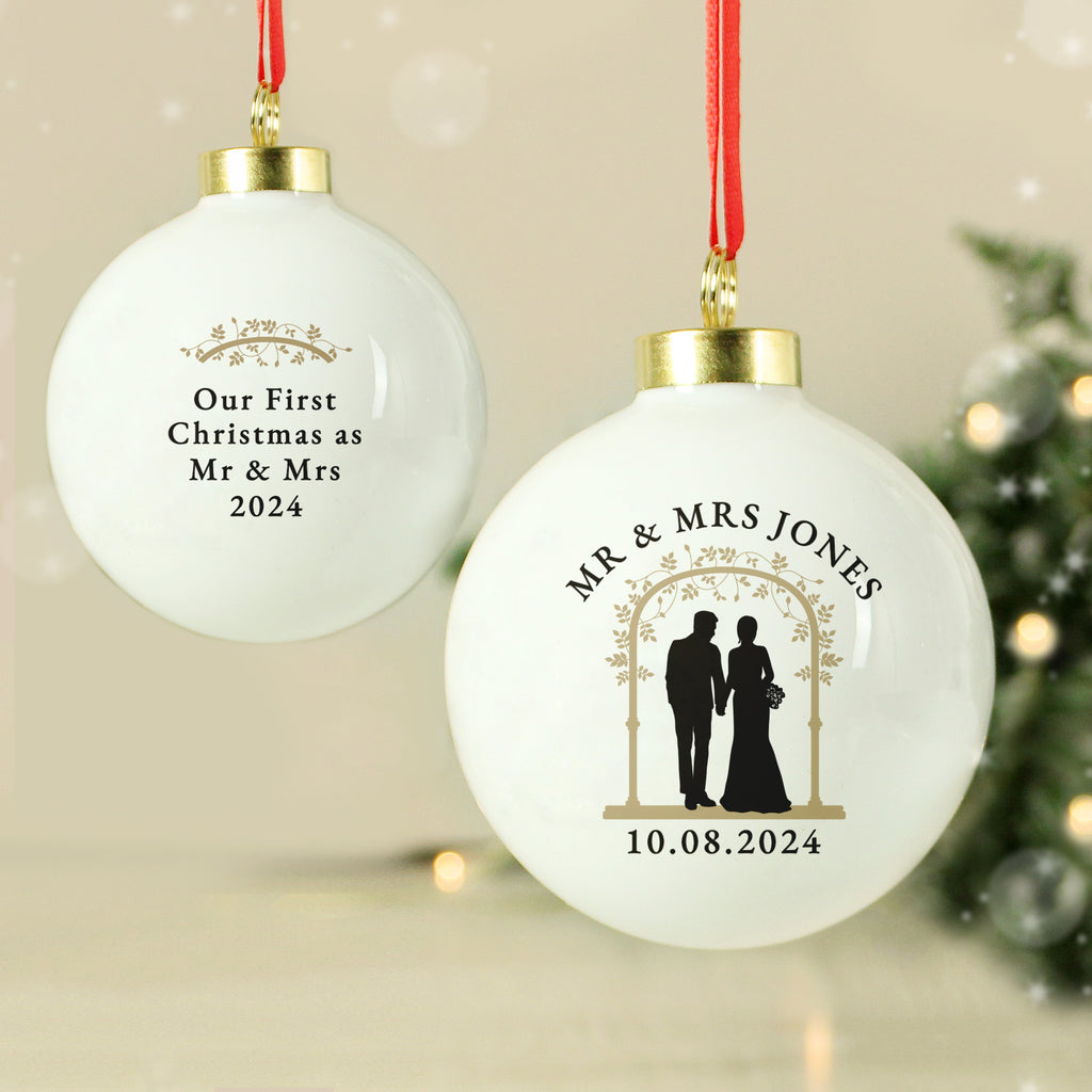 Personalised Mr & Mrs Bauble - Buy Christmas Decorations at GiftMasters.co.uk