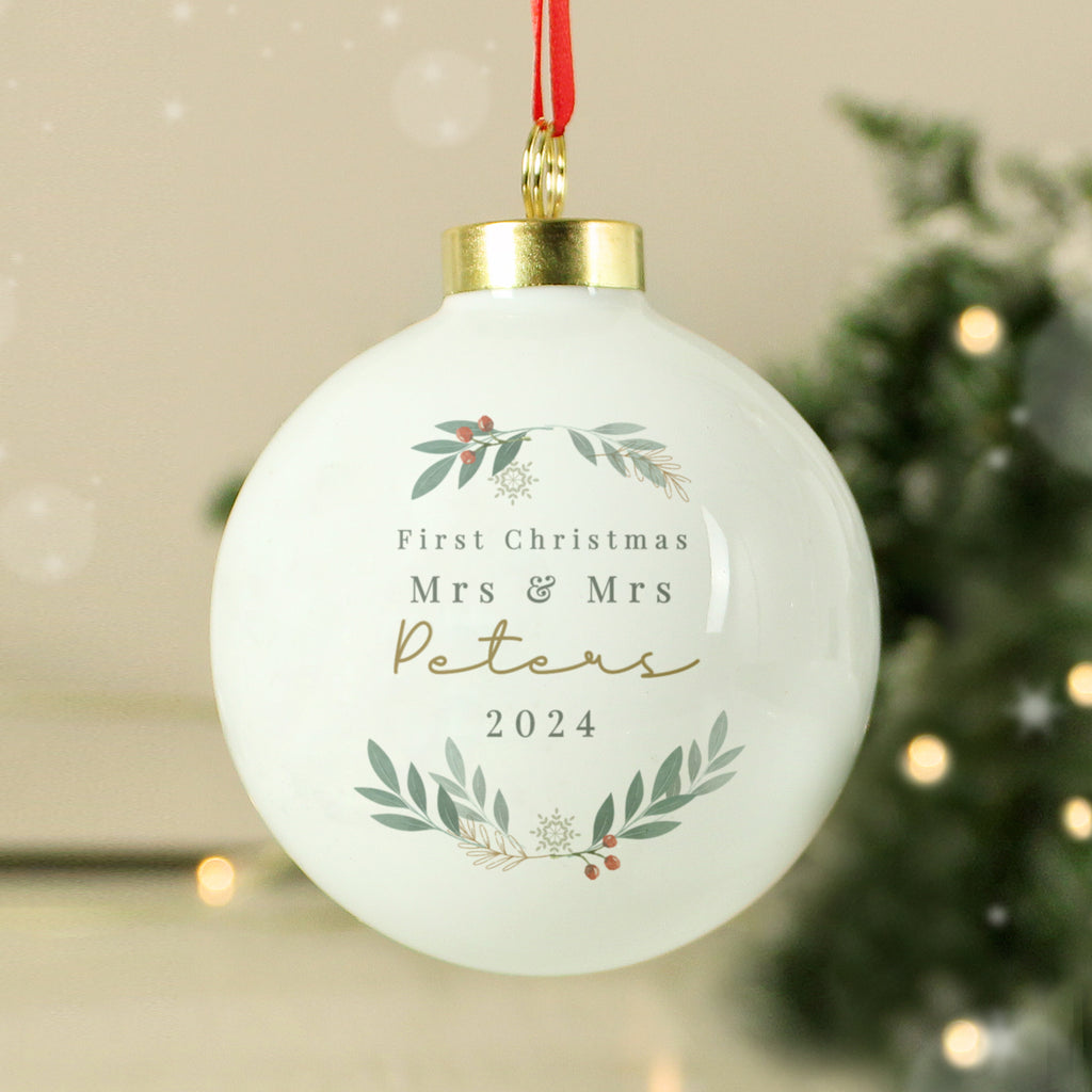 Personalised Christmas Foliage Bauble - Buy Christmas Decorations at GiftMasters.co.uk