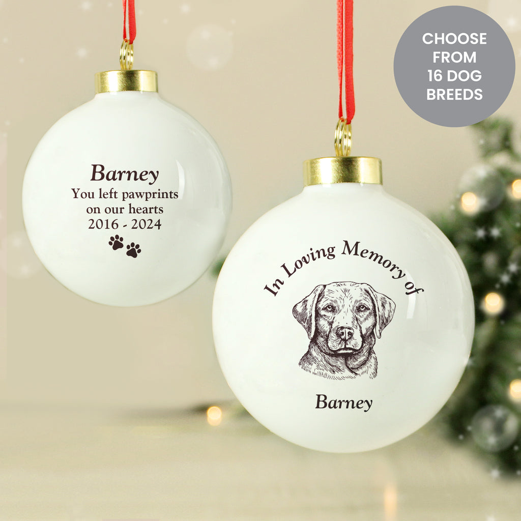 Personalised Memorial Dog Breed Bauble - Buy Christmas Decorations at GiftMasters.co.uk