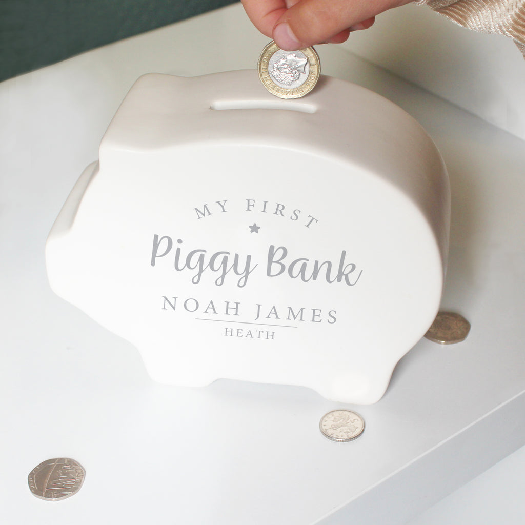 Personalised My First Piggy Bank - Buy Money Boxes at GiftMasters.co.uk
