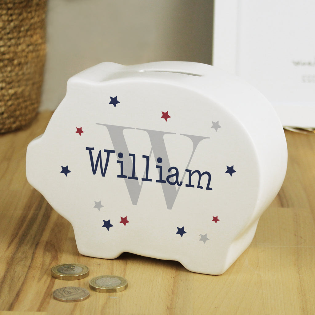 Personalised Name & Initial Piggy Bank - Buy Money Boxes at GiftMasters.co.uk