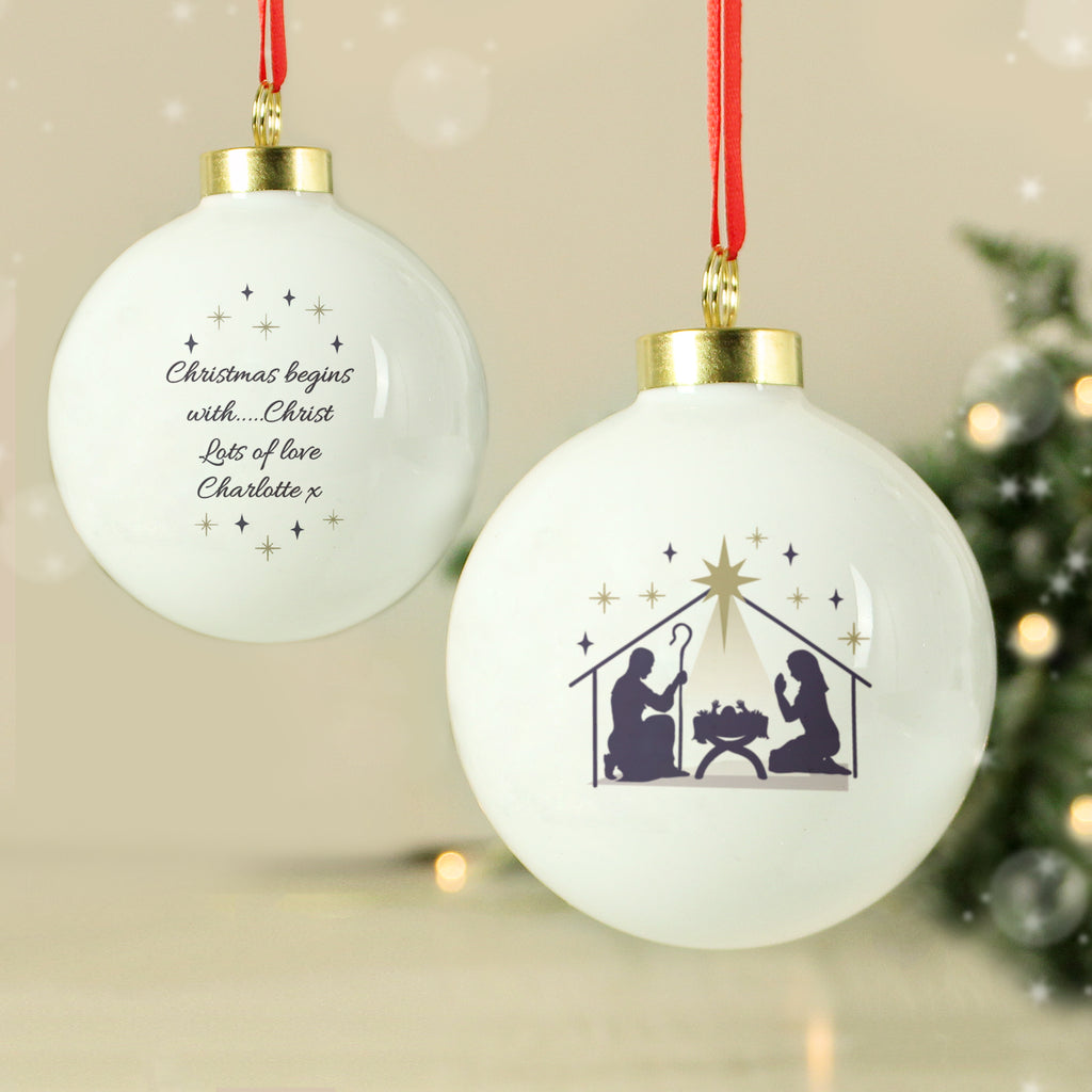 Personalised Nativity Bauble - Buy Christmas Decorations at GiftMasters.co.uk
