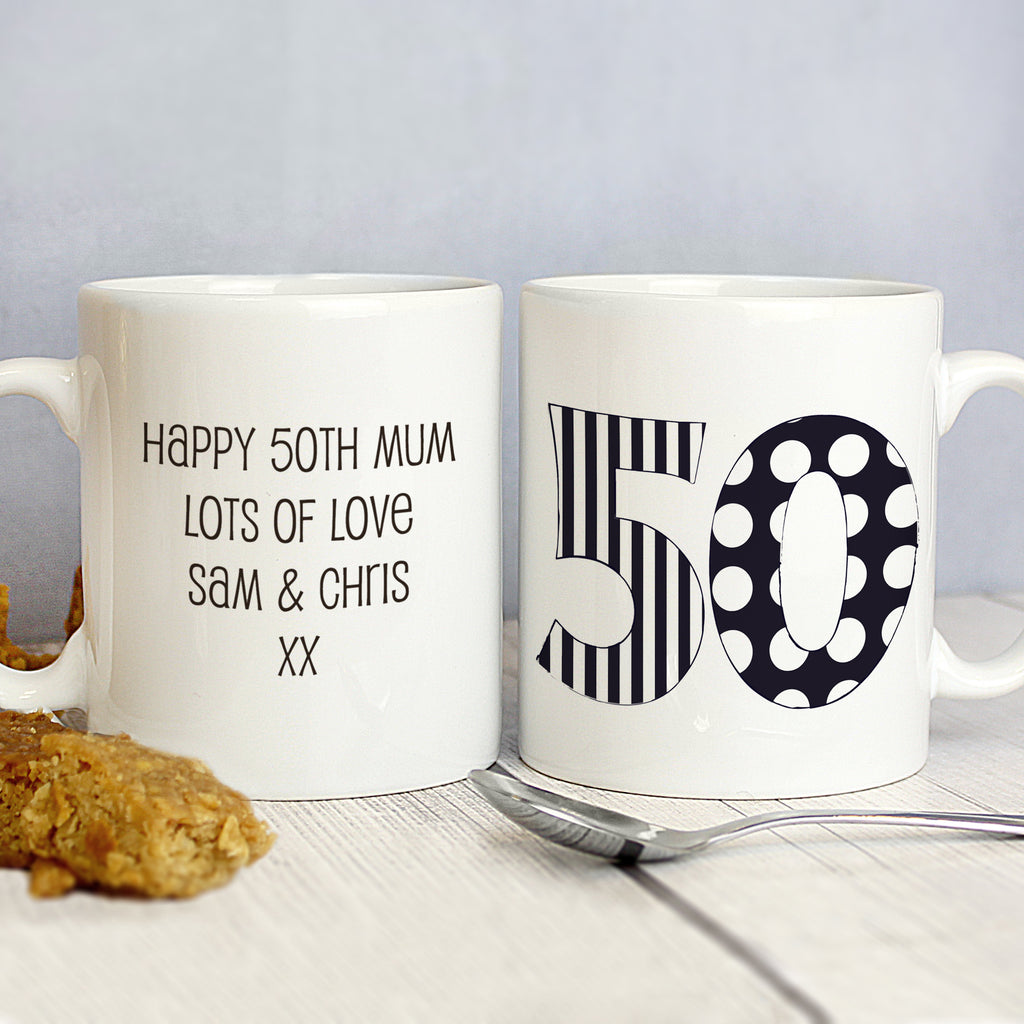 Personalised Monotone Numbers Mug - Buy Mugs at GiftMasters.co.uk