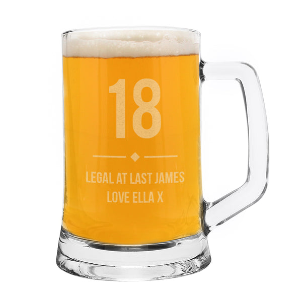 Personalised Big Age Glass Pint Stern Tankard