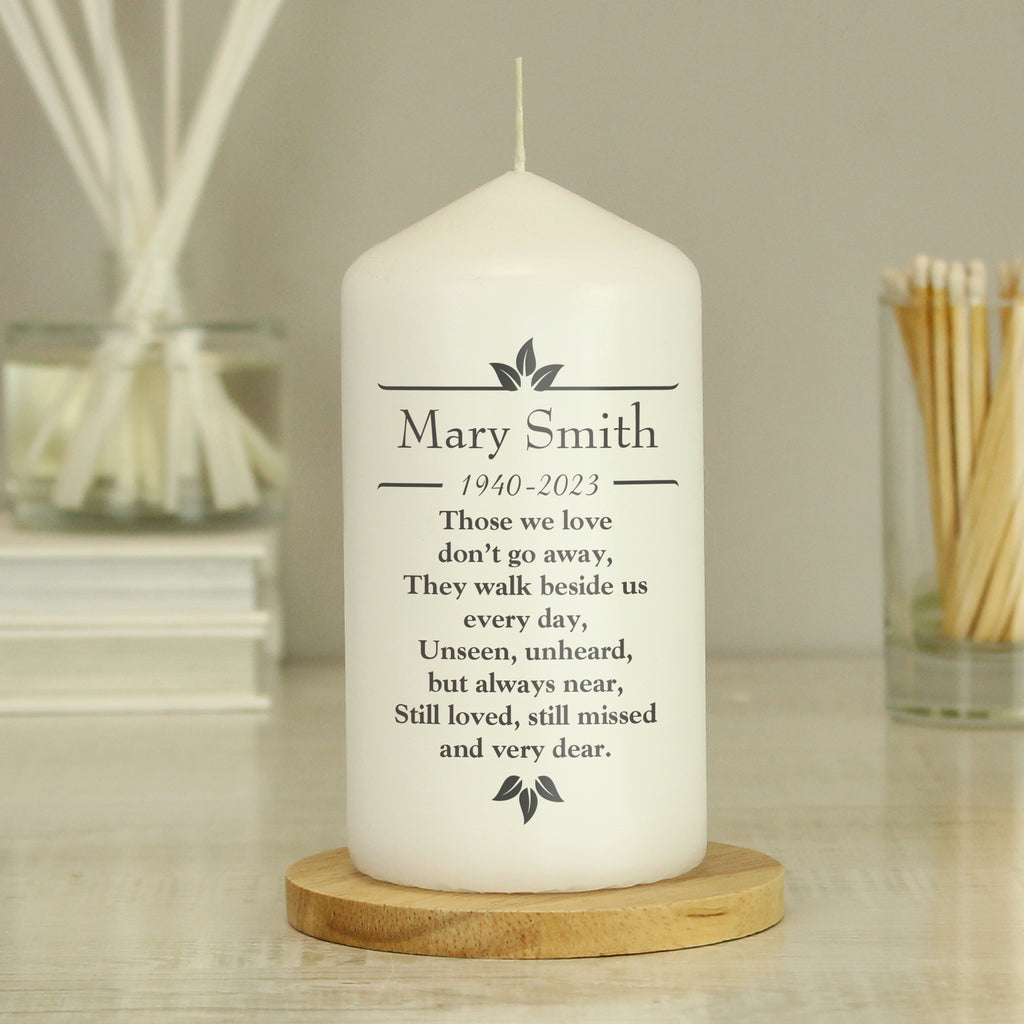Personalised Sentiments 'Those We Love' Pillar Candle - Buy Candles & Reed Diffusers at GiftMasters.co.uk
