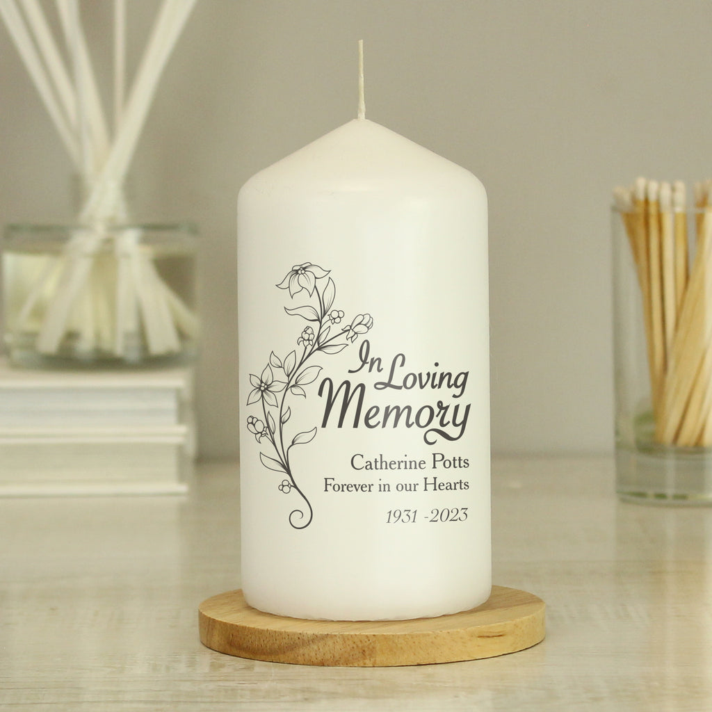 Personalised In Loving Memory Pillar Candle - Buy Candles & Reed Diffusers at GiftMasters.co.uk