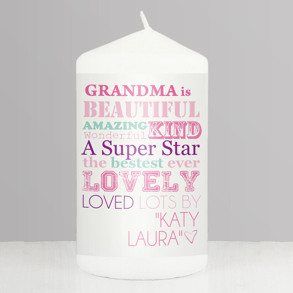 Personalised She Is... Pillar Candle - Buy Candles & Reed Diffusers at GiftMasters.co.uk
