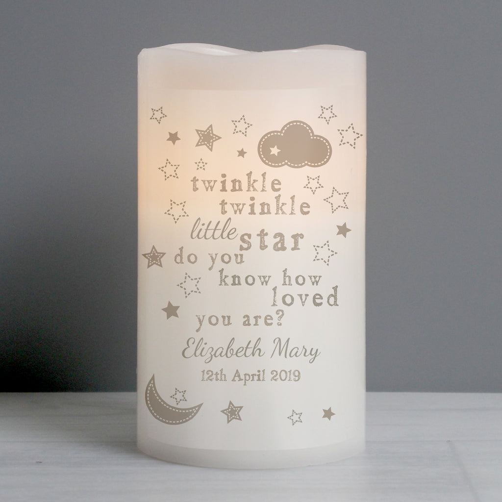 Personalised Twinkle Twinkle Nightlight LED Candle - Buy LED Lights, Candles & Decorations at GiftMasters.co.uk
