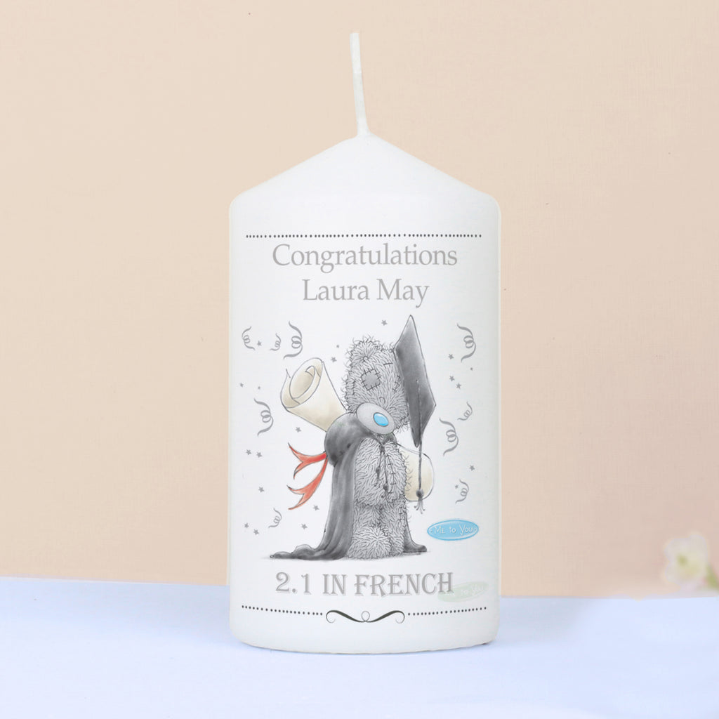 Personalised Me to You Graduation Pillar Candle - Buy Candles & Reed Diffusers at GiftMasters.co.uk