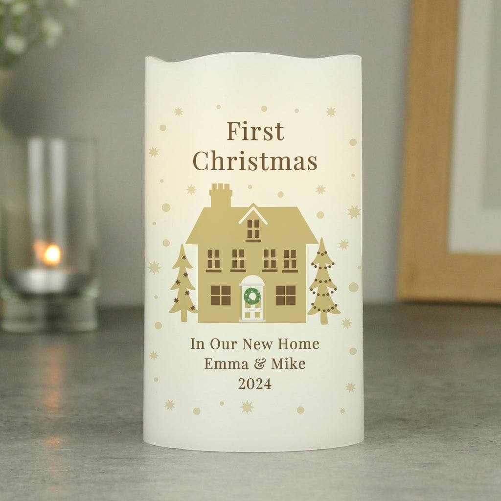 Personalised Festive Village LED Candle - Buy LED Lights, Candles & Decorations at GiftMasters.co.uk