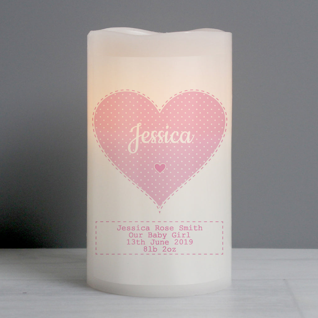 Personalised Stitch & Dot Baby Girl Night Light LED Candle - Buy LED Lights, Candles & Decorations at GiftMasters.co.uk