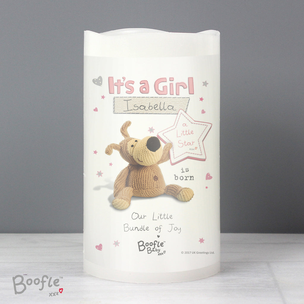 Personalised Boofle It's a Girl Nightlight LED Candle - Buy LED Lights, Candles & Decorations at GiftMasters.co.uk