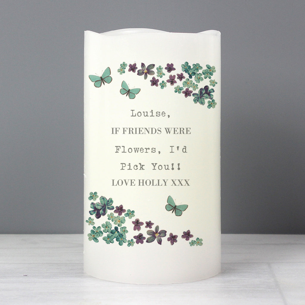 Personalised Forget Me Not LED Candle - Buy LED Lights, Candles & Decorations at GiftMasters.co.uk