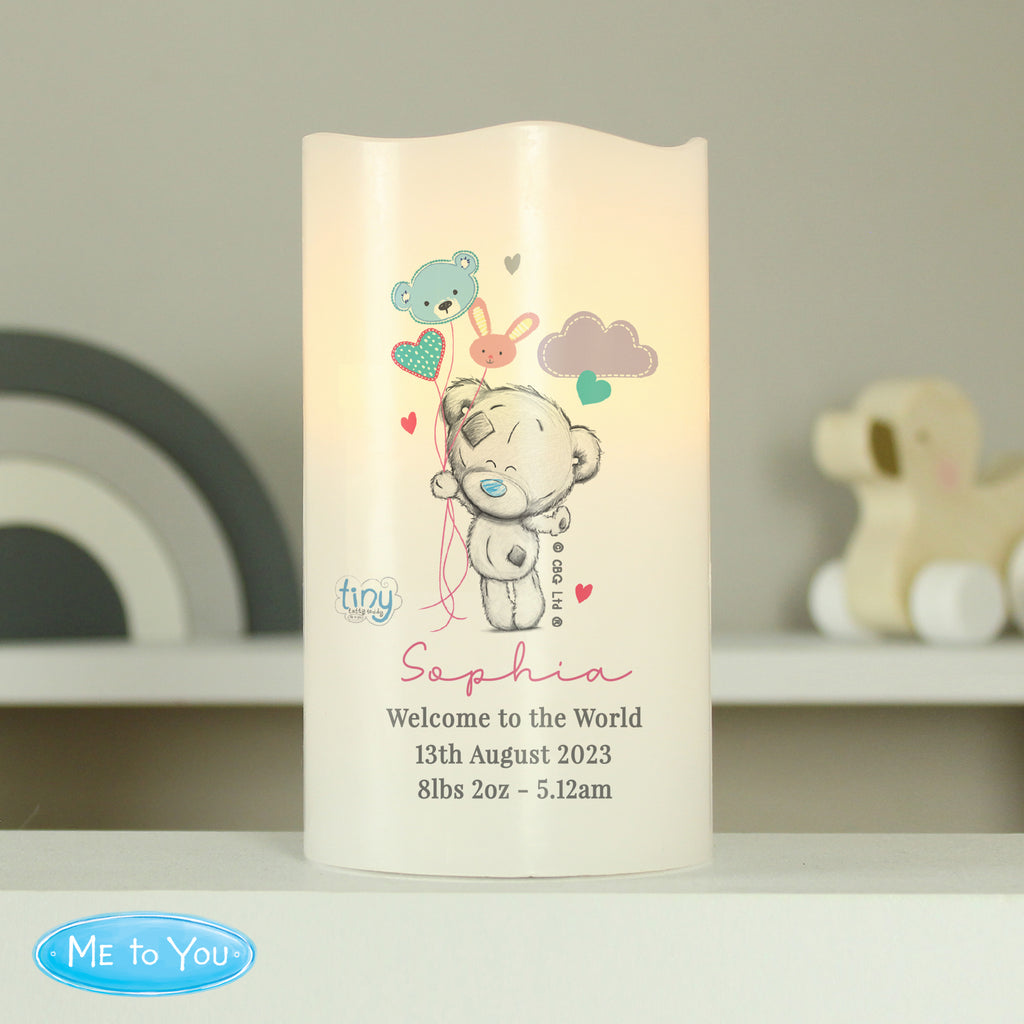 Personalised Tiny Tatty Teddy Dream Big Pink Nightlight LED Candle - Buy LED Lights, Candles & Decorations at GiftMasters.co.uk