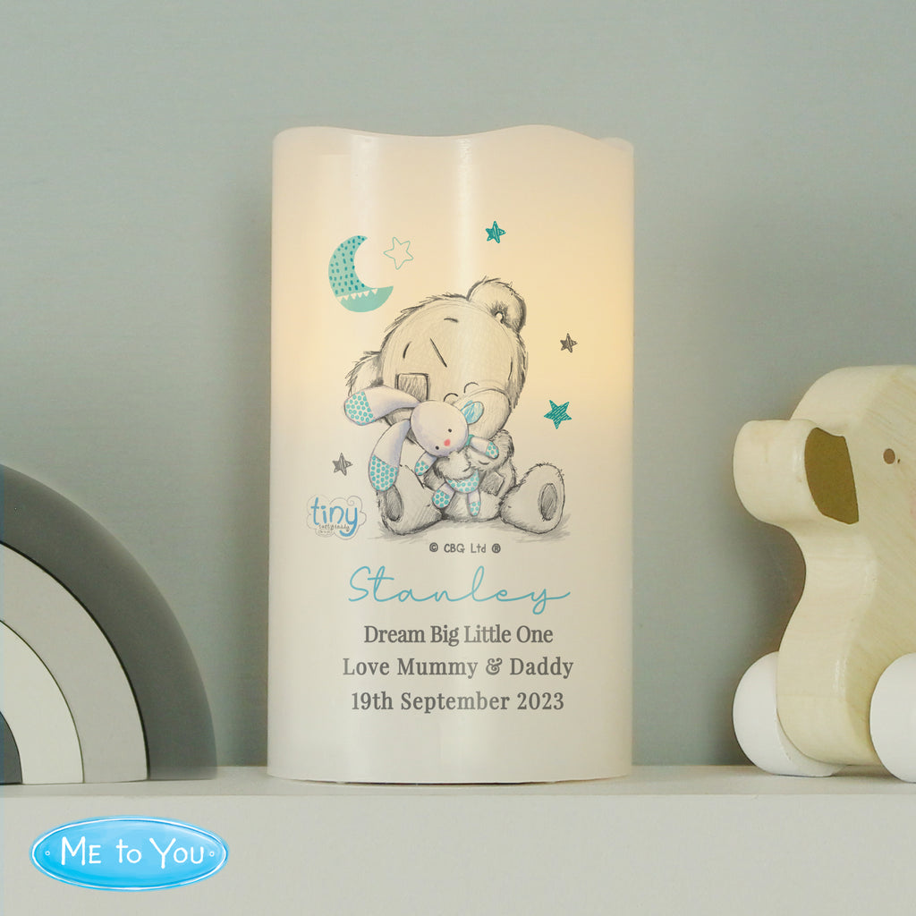 Personalised Tiny Tatty Teddy Blue Nightlight LED Candle - Buy LED Lights, Candles & Decorations at GiftMasters.co.uk