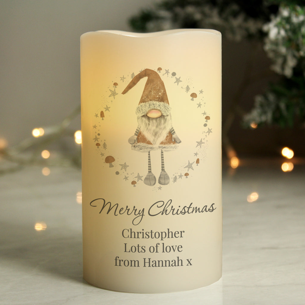 Personalised Christmas Gonk LED Candle - Buy LED Lights, Candles & Decorations at GiftMasters.co.uk