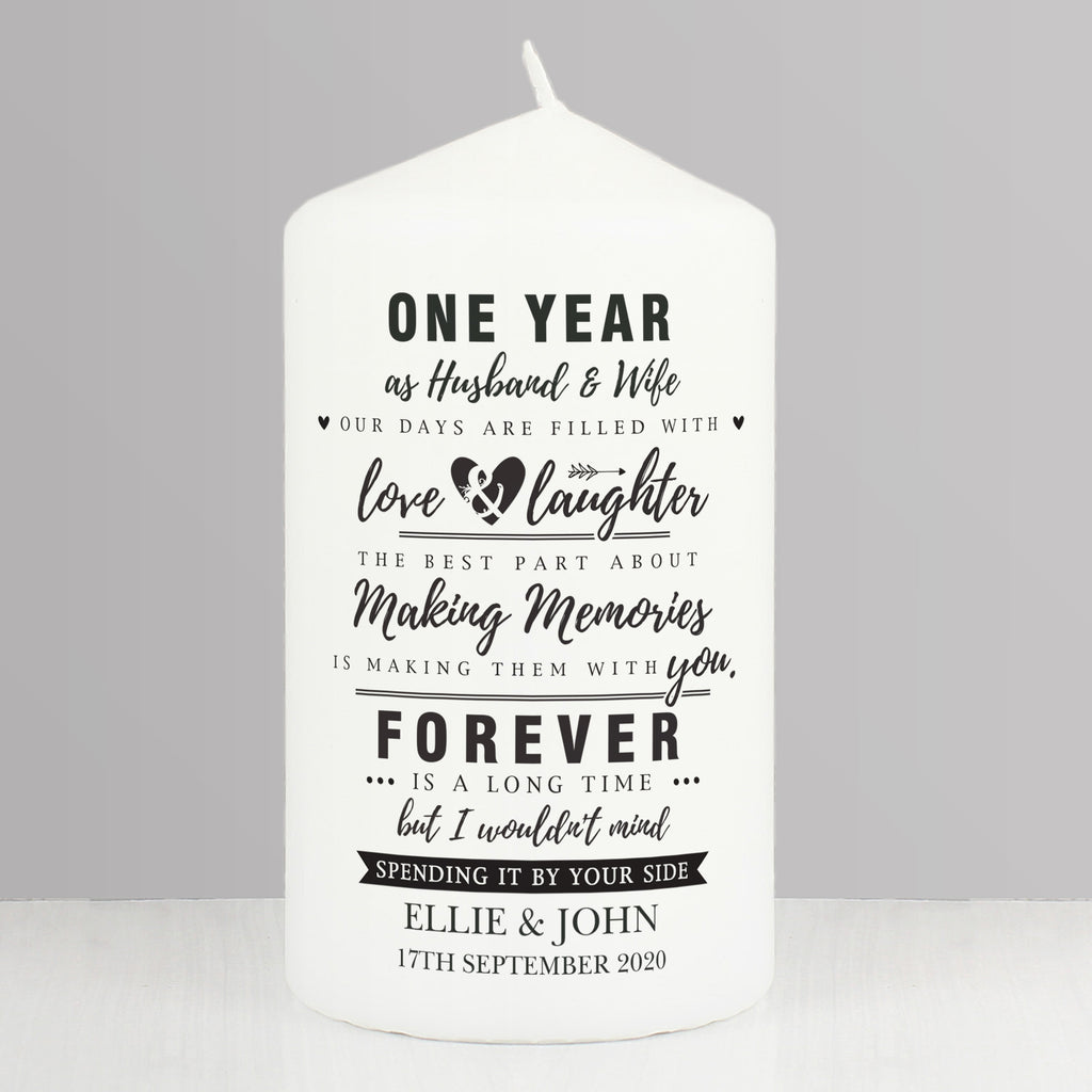 Personalised Anniversary Pillar Candle