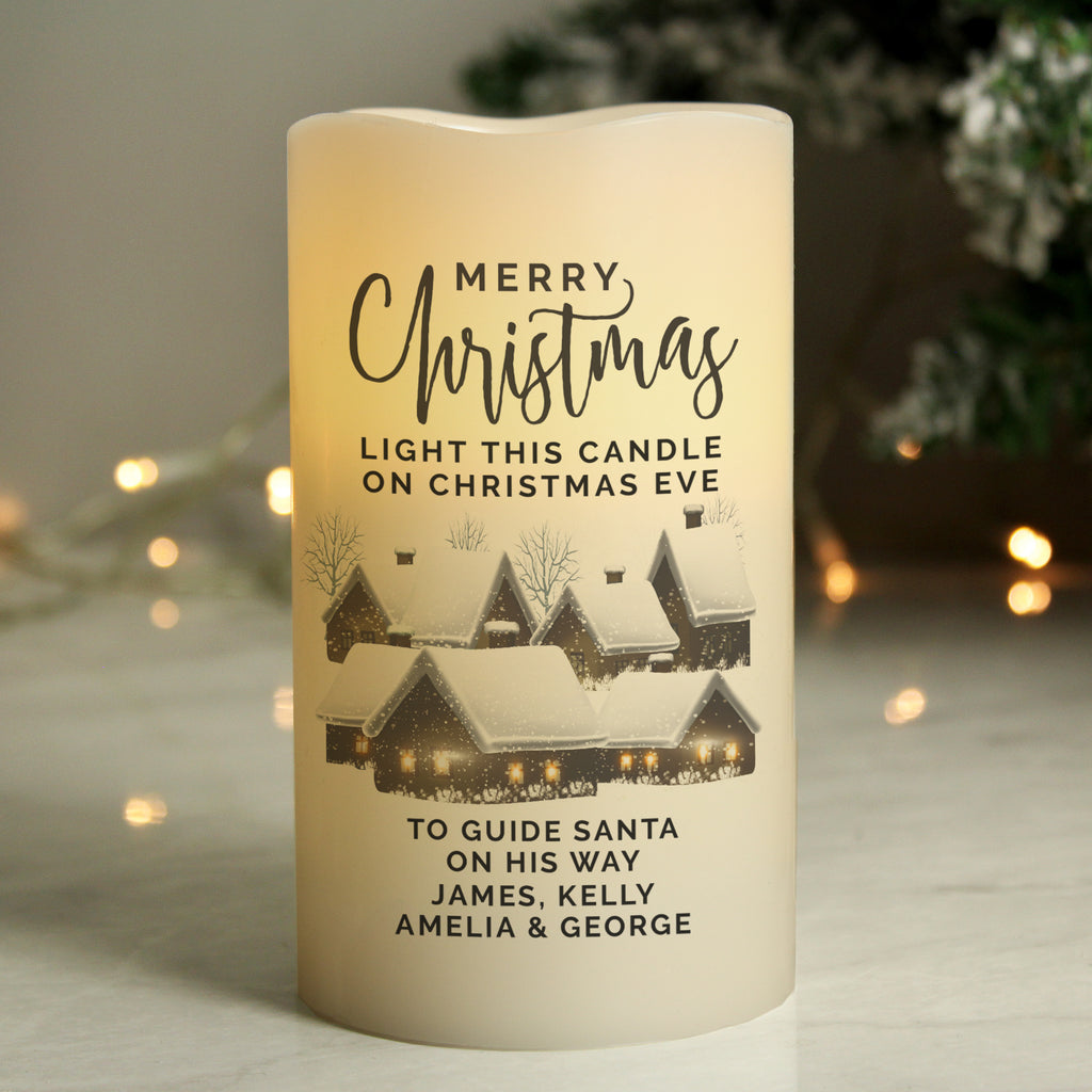 Personalised Christmas Town LED Candle - Buy LED Lights, Candles & Decorations at GiftMasters.co.uk