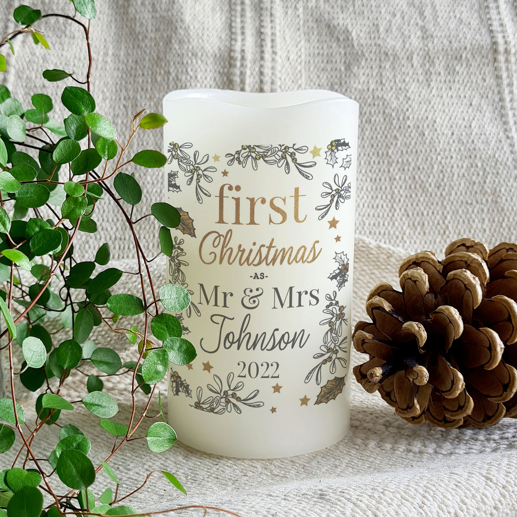 Personalised First Christmas LED Candle - Buy Christmas Decorations at GiftMasters.co.uk
