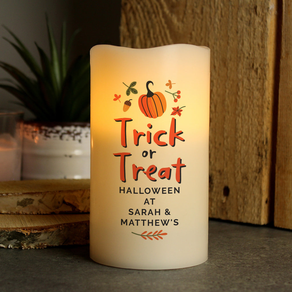 Personalised Trick or Treat LED Candle - Buy LED Lights, Candles & Decorations at GiftMasters.co.uk