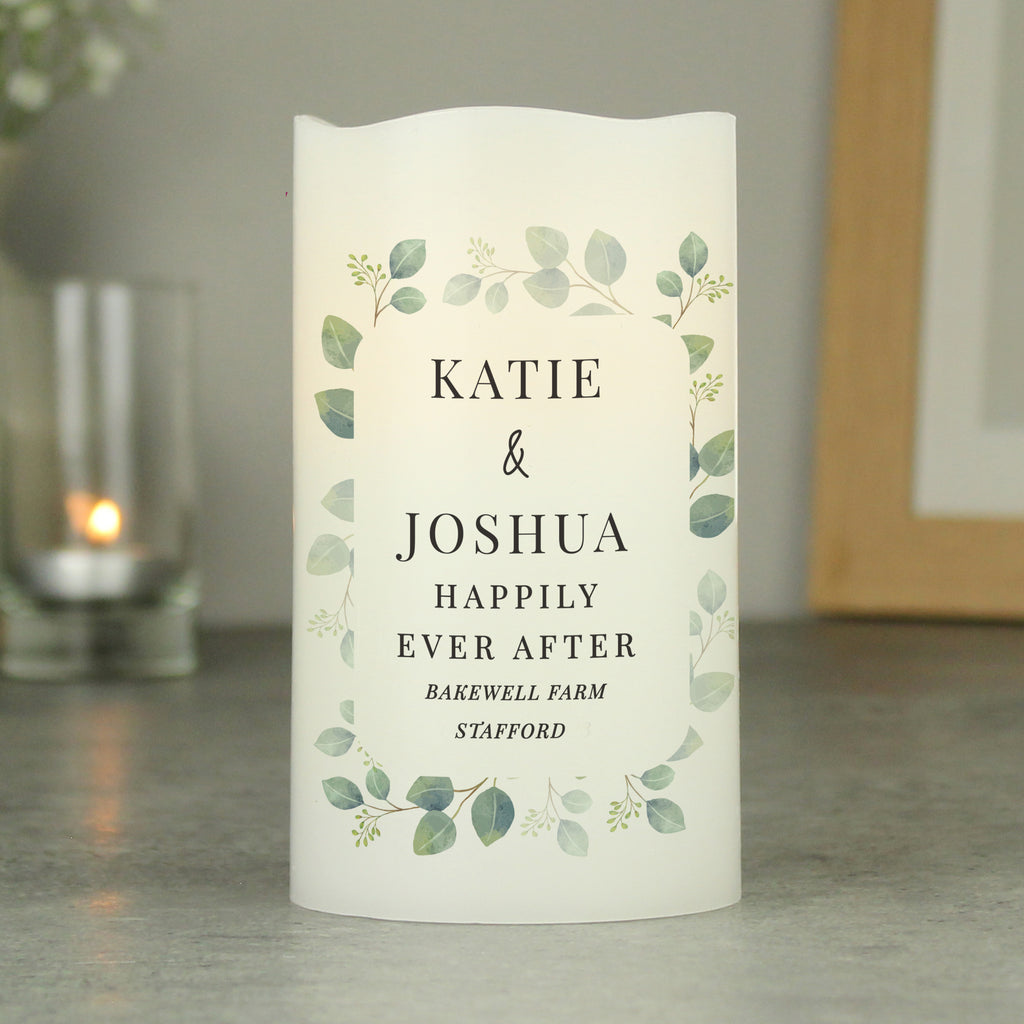 Personalised Botanical Free Text LED Candle - Buy LED Lights, Candles & Decorations at GiftMasters.co.uk