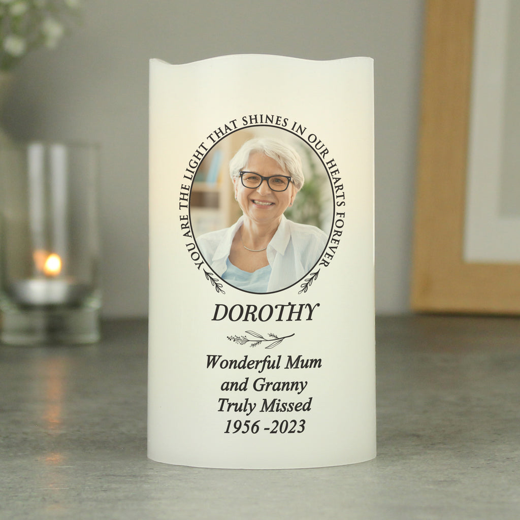 Personalised Light In Our Hearts Photo Upload LED Candle - Buy Photo Upload Products at GiftMasters.co.uk