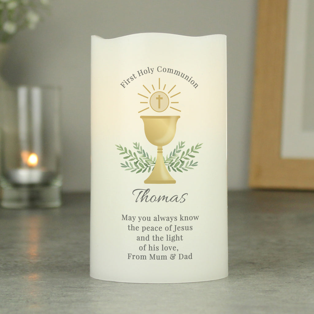 Personalised First Holy Communion LED Candle - Buy LED Lights, Candles & Decorations at GiftMasters.co.uk